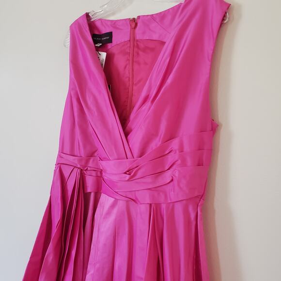 Talbot Runof Silk Taffeta Faux-Wrap Tea-Length Gown Size 12 - Picture 7 of 12